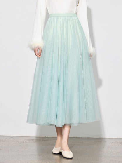 Chic Layered Tulle Skirt — High Waist Fairy Midi A-Line Skirt