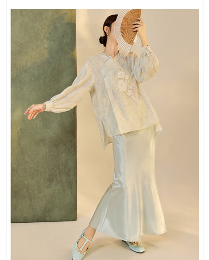 Early Autumn Retro Embroidered Top | New Chinese Style Artistic Shirt