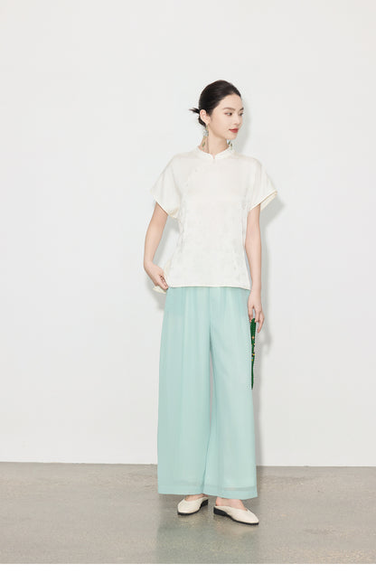 High-Waist Wide-Leg Draped Pants for Women