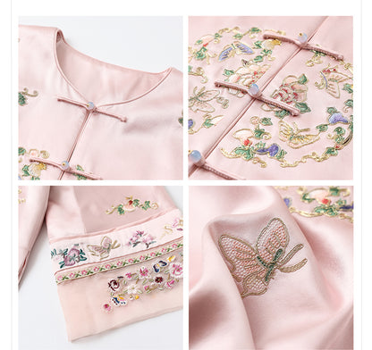 2026 Autumn New Chinese Style Printed Embroidered Acetate Coat for Women