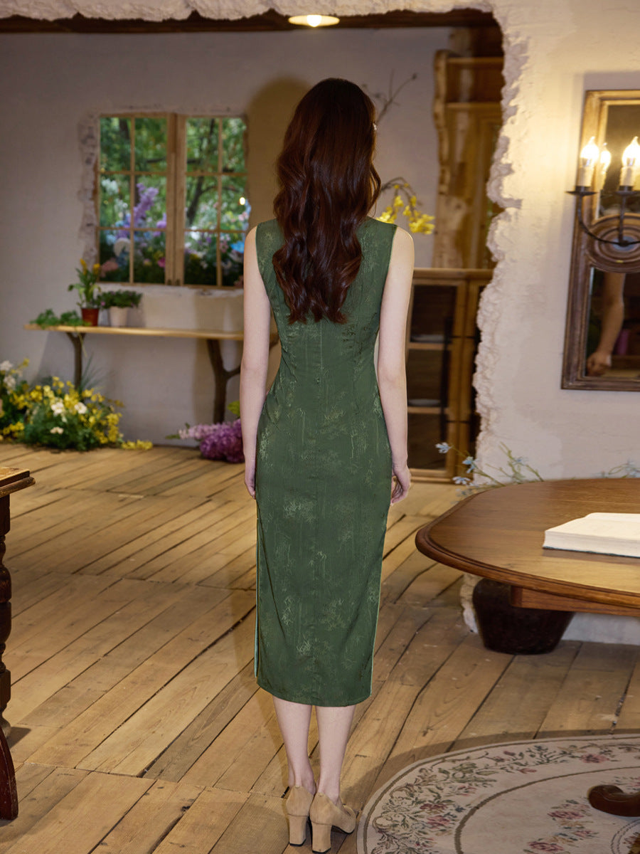 New Chinese Style Qipao – Jacquard Slim Fit Summer Dress