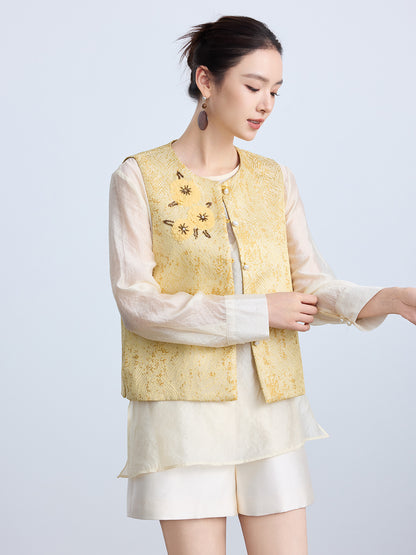 Elegant Chinese Style Sequin Embroidered Top