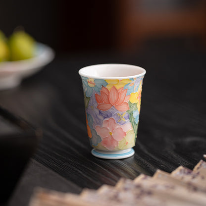 Jingdezhen Hand-Painted Underglaze Master Tea Cup Threaded Design