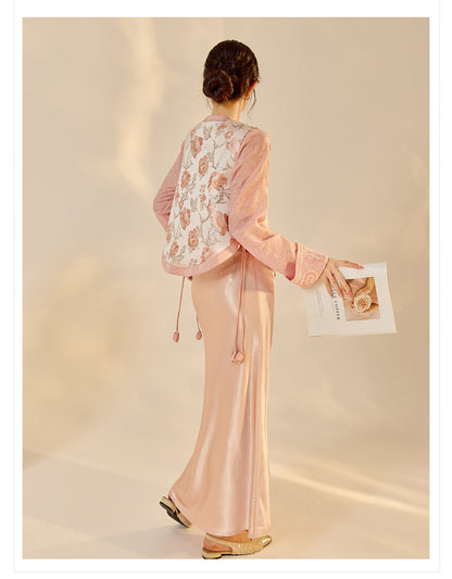 Elegant Jacquard Sleeveless Vest & Skirt Set for Autumn