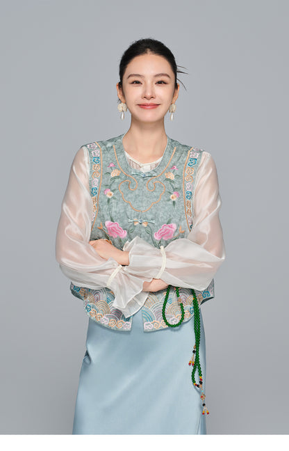 Embroidered Sleeveless Vest for Women