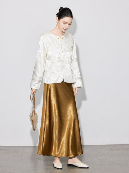 Elegant Satin Midi Mermaid Skirt, Slimming Design