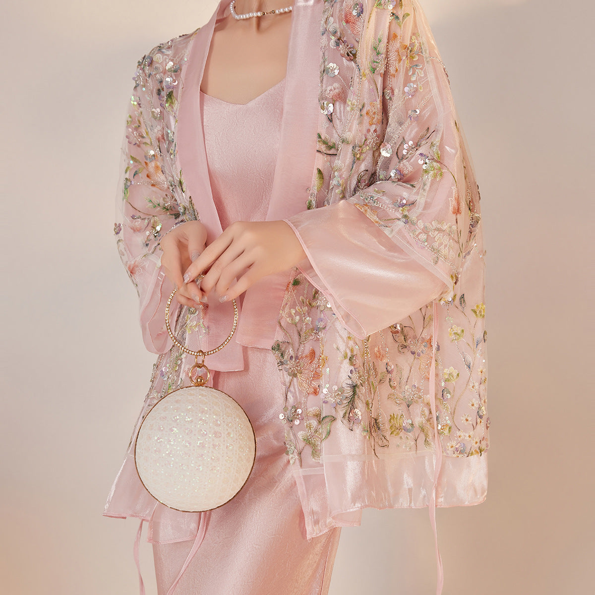 New Chinese Style Beaded Sequin Embroidered Light Luxury Elegant Top