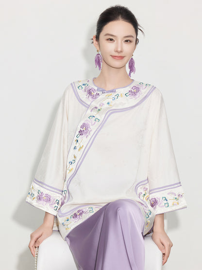 Chinese Style Jacquard Embroidery Coat for Women