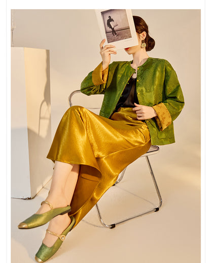 New Chinese Style Reversible Jacquard Elegant Top