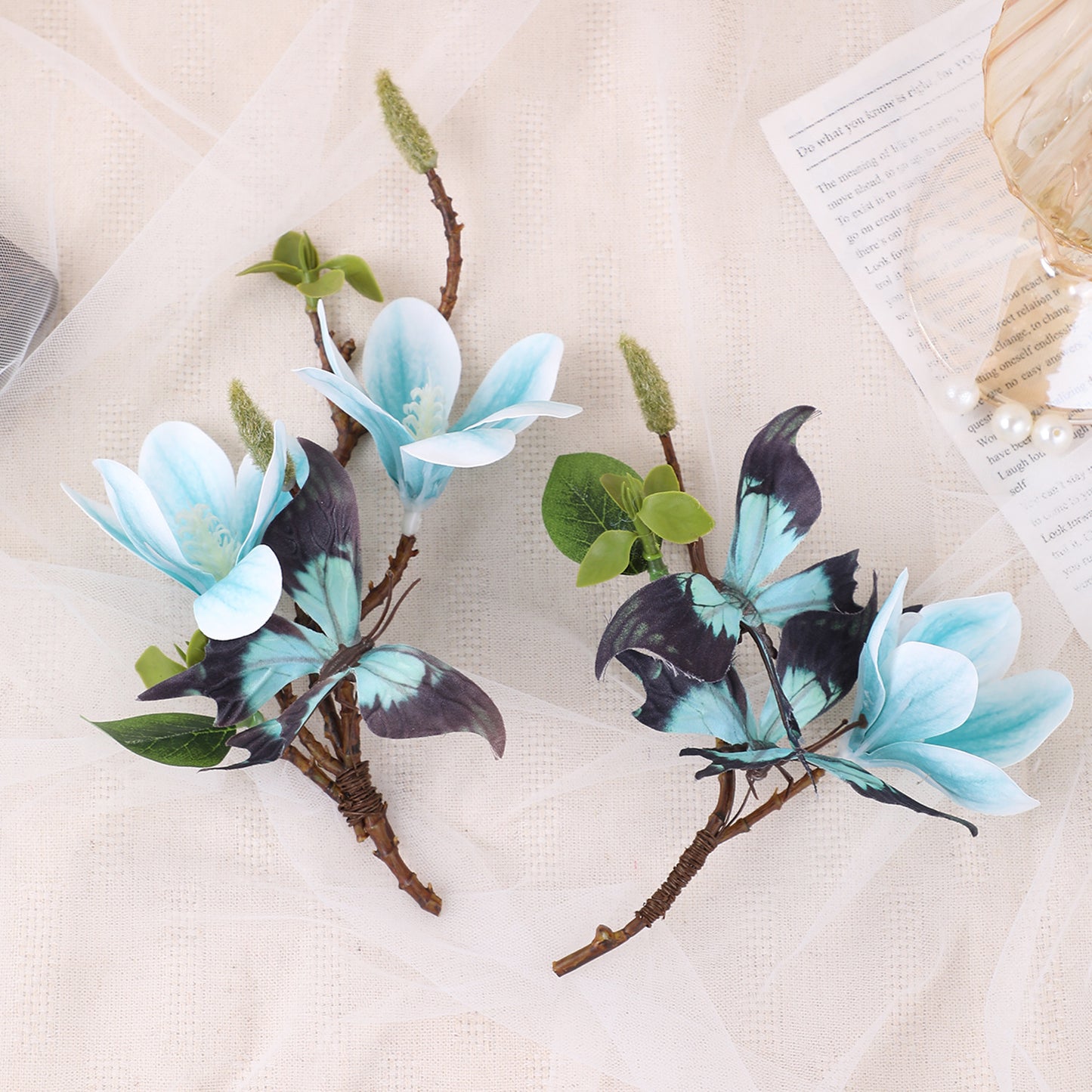 Ancient Style Magnolia Flower Hairpin Fairy Tassel Braided Hanfu Accessory