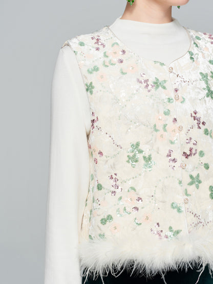 Stylish Velvet Furry Women's Vest