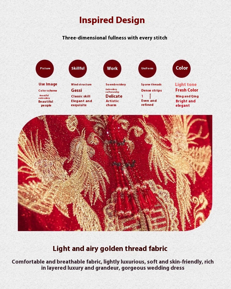 Chinese Wedding Dress Dragon Phoenix Xiuhe Bride & Groom Set