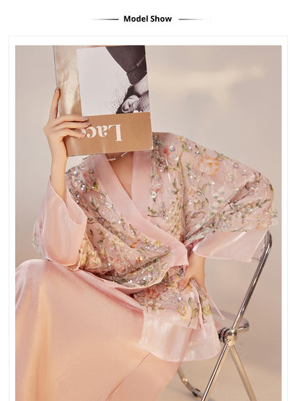 New Chinese Style Beaded Sequin Embroidered Light Luxury Elegant Top