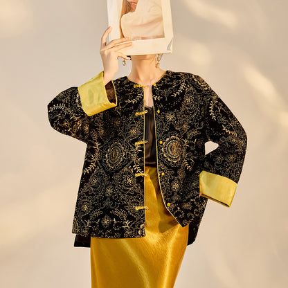 Retro Sequin Embroidered Zen Chinese Style Autumn Jacket