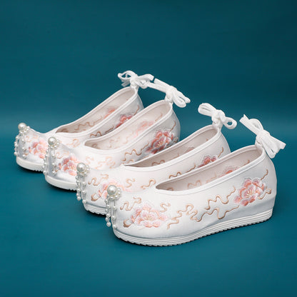 Spring Hanfu Shoes — Traditional Embroidered Hidden Heel Women’s Flats
