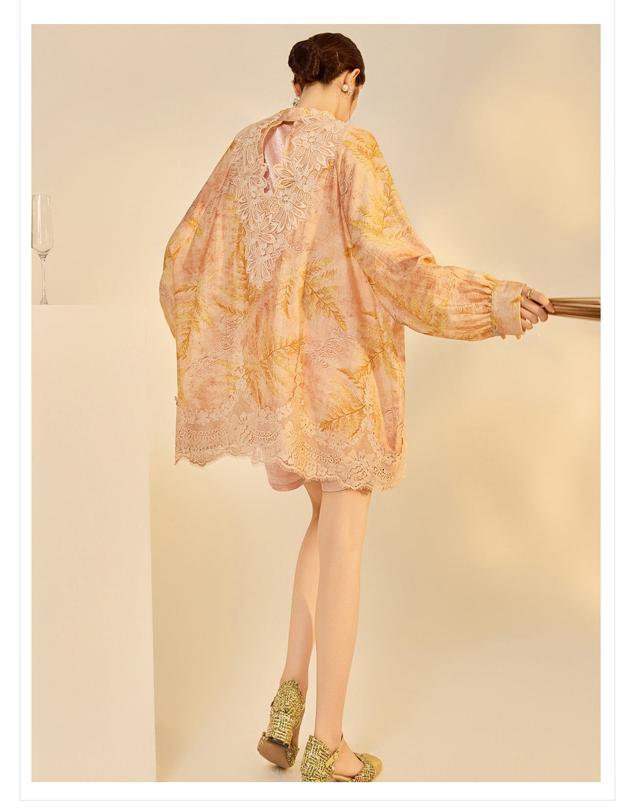 Autumn Chinese Style Lace Patchwork Shirt | Slim Embroidered V-Collar Top