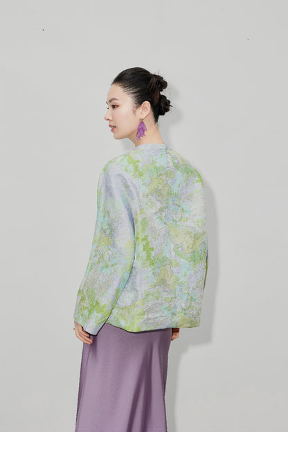 Purple Gradient Jacquard Shirt Jacket for Women