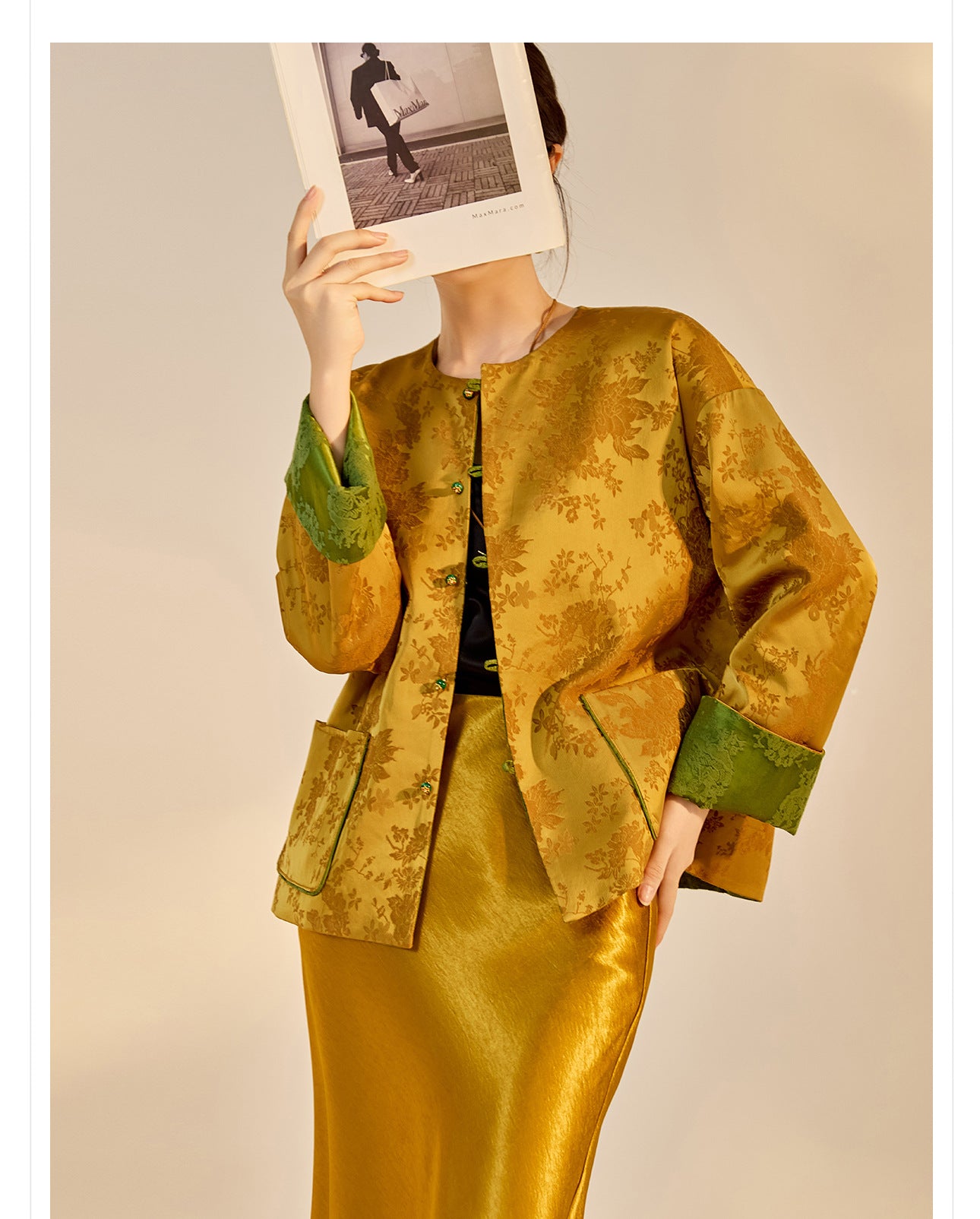 New Chinese Style Reversible Jacquard Elegant Top