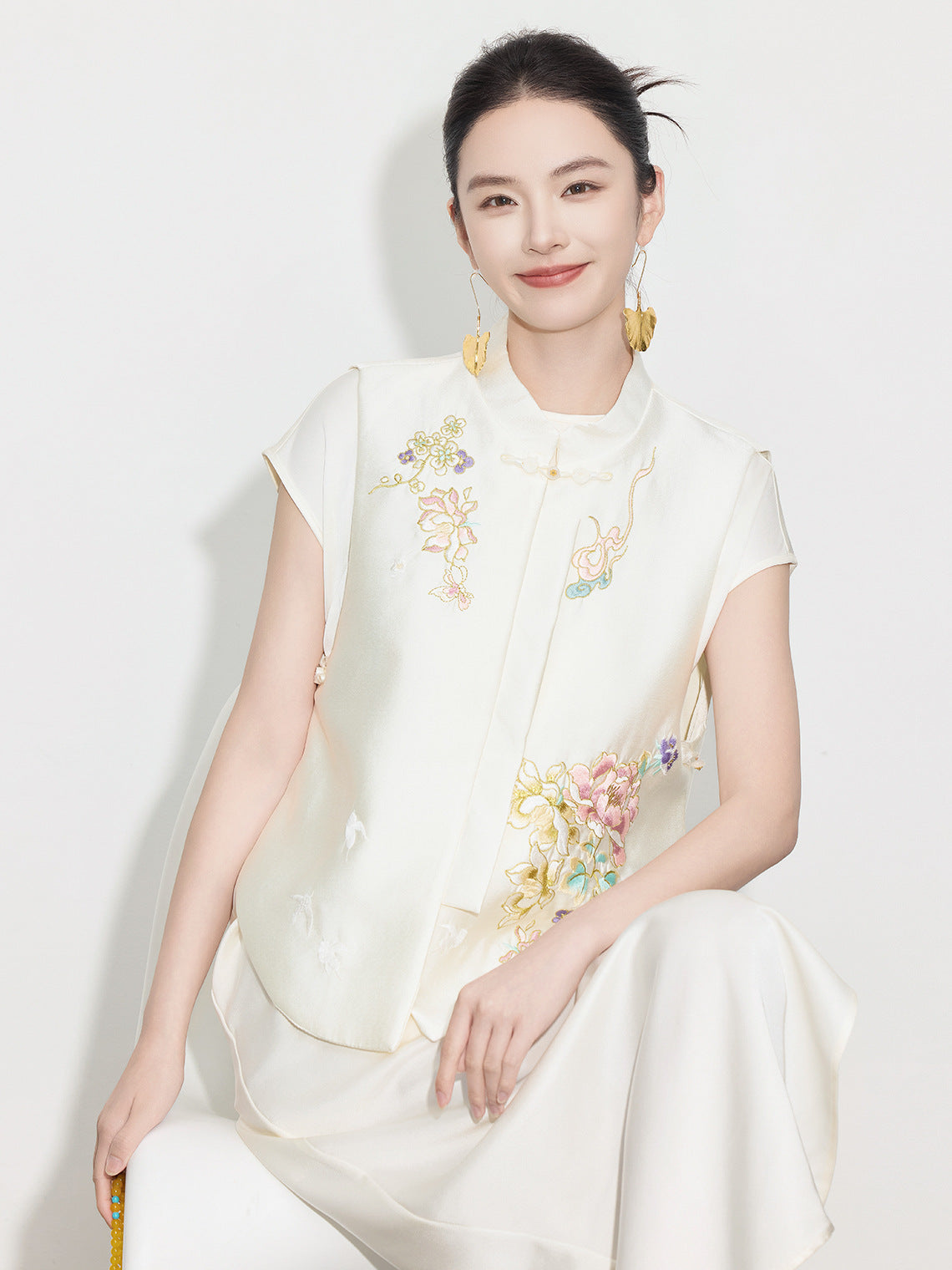 Elegant Chinese Style Design Sense Vest Top