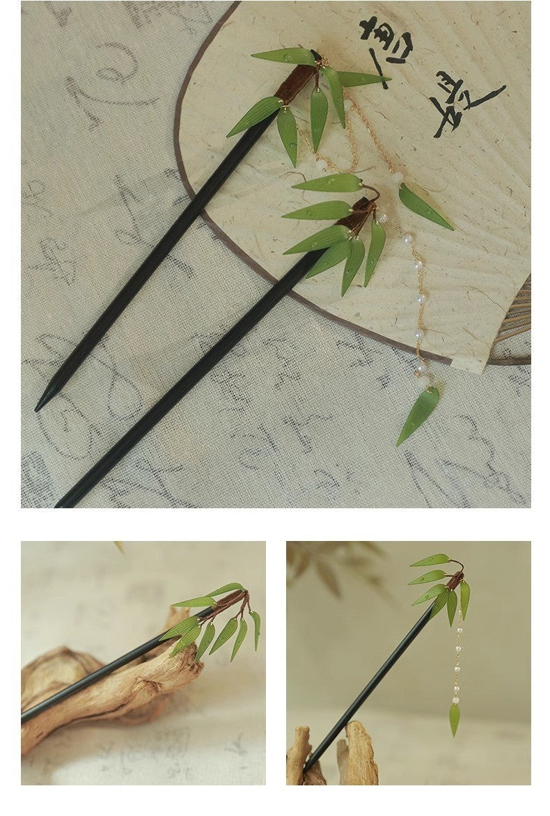 Bamboo Leaf Hairpin | New Chinese Style Tassel Hair Accessory for Women