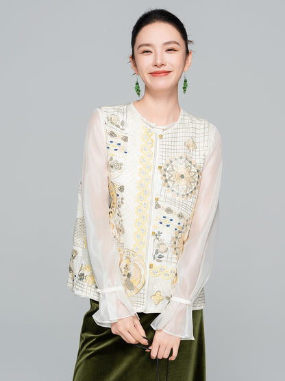 High-End Vintage Silk Embroidered Women's Vest