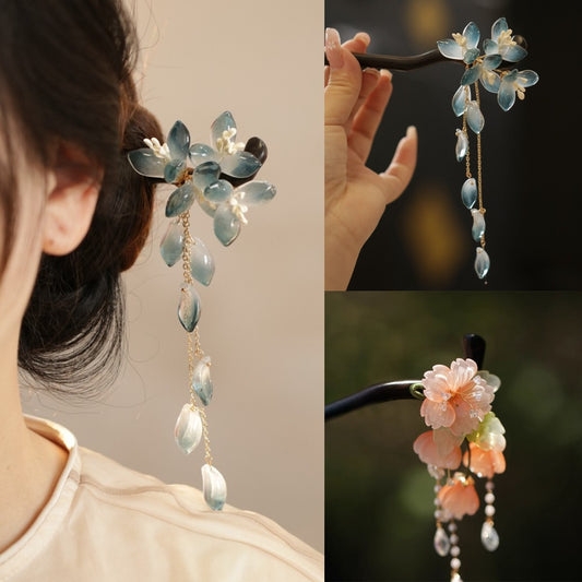 National Style Cheongsam Hairpin Women Hanfu Wooden Tassel Hair Accessory