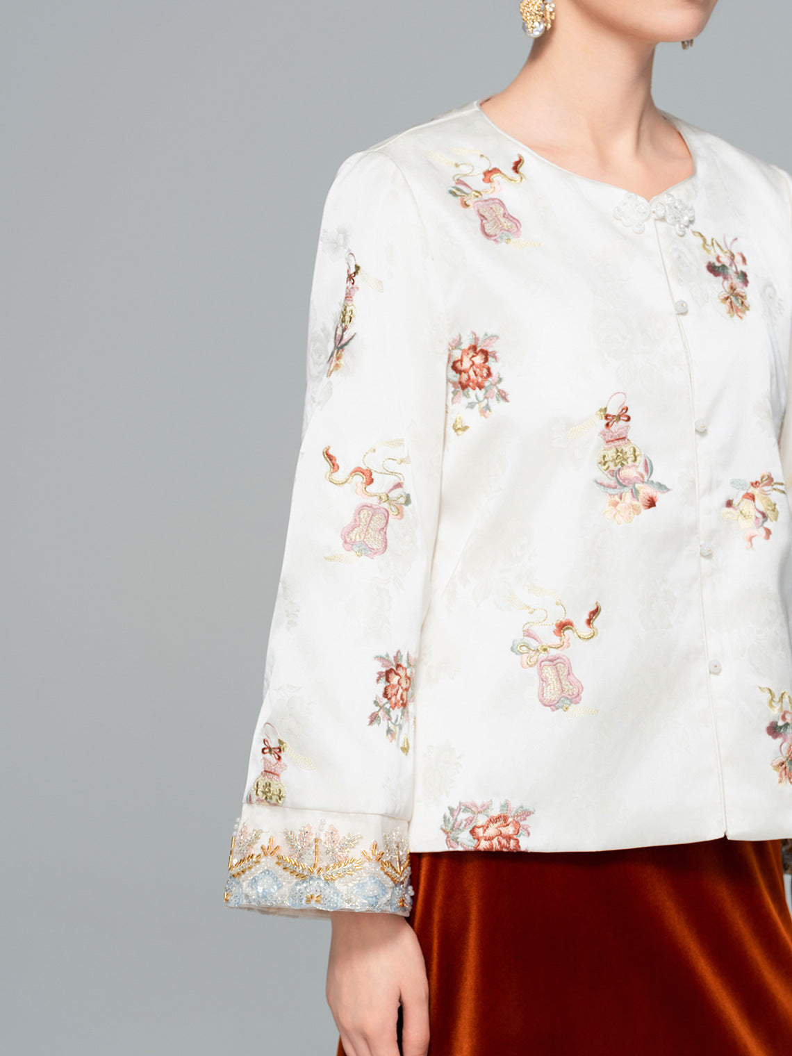 Elegant Embroidered Sequin Beaded Jacket for Women