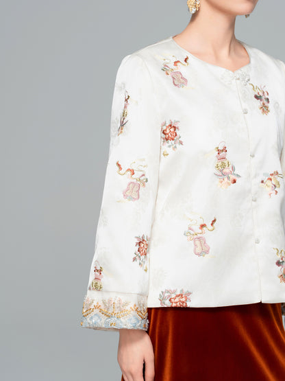 Elegant Embroidered Sequin Beaded Jacket for Women