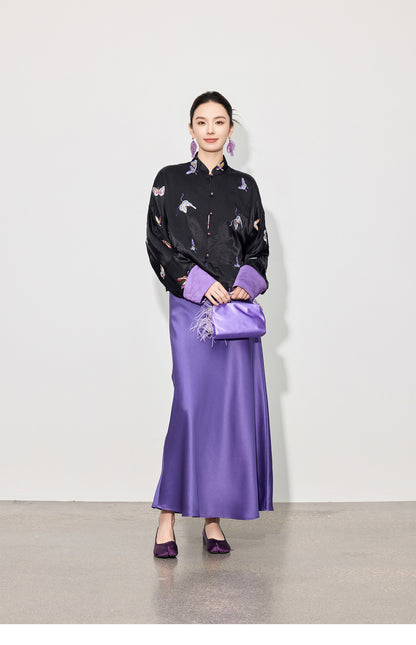 High-End Elegant Loose Fit Embroidered Blouse for Women