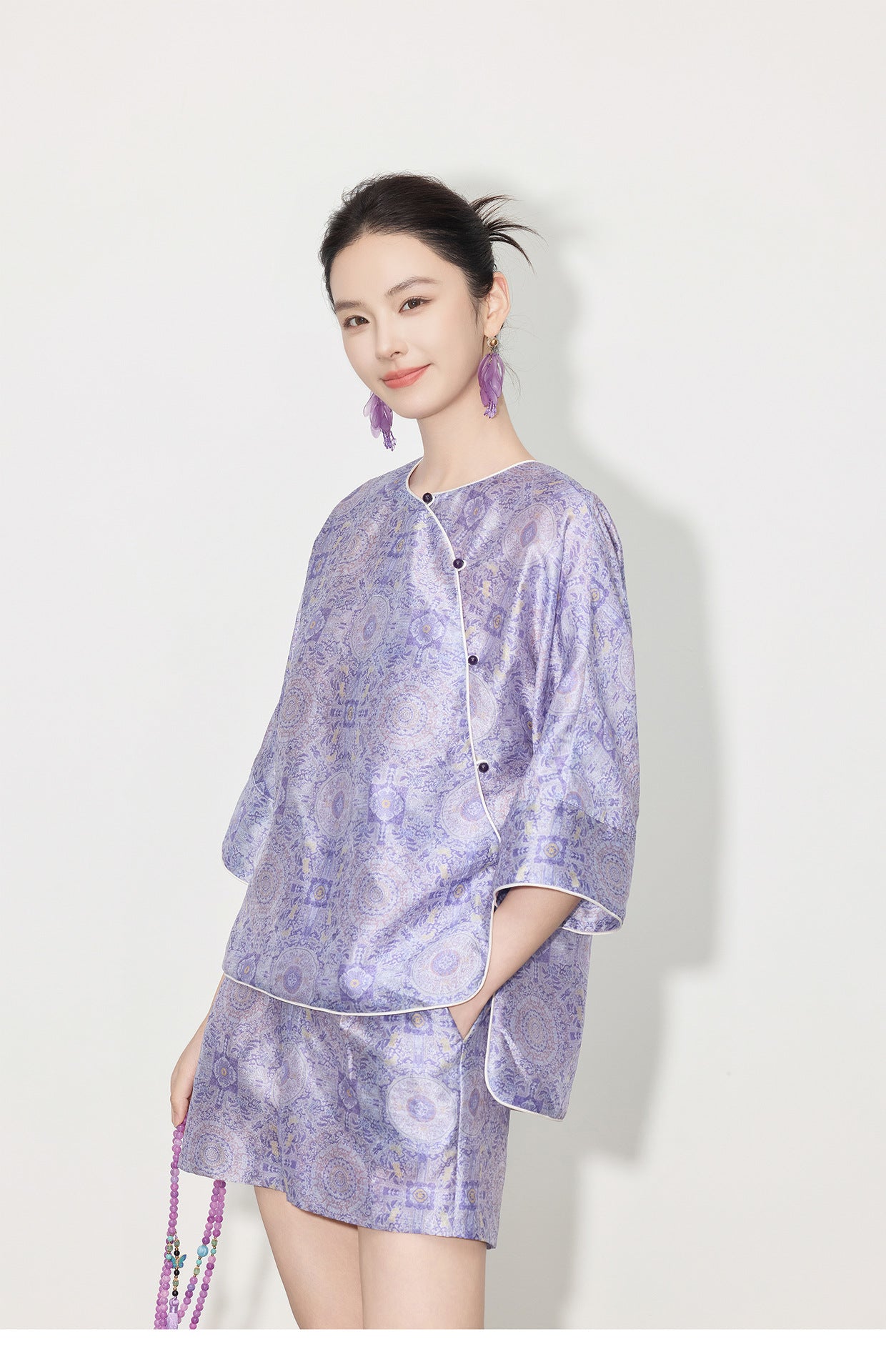 Chinese Style Asymmetrical Shirt & Shorts Set New Summer Casual Outfit