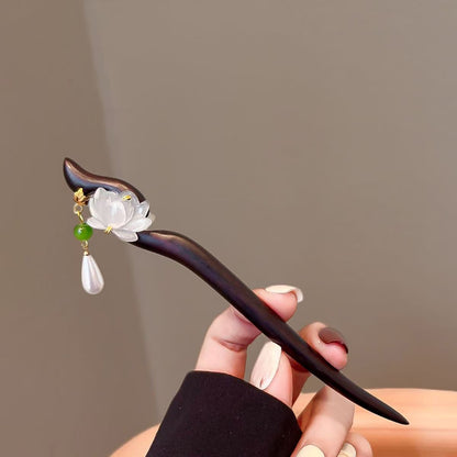 Lotus Sandalwood Hairpin | Ancient Style Tassel Step Shake Accessory