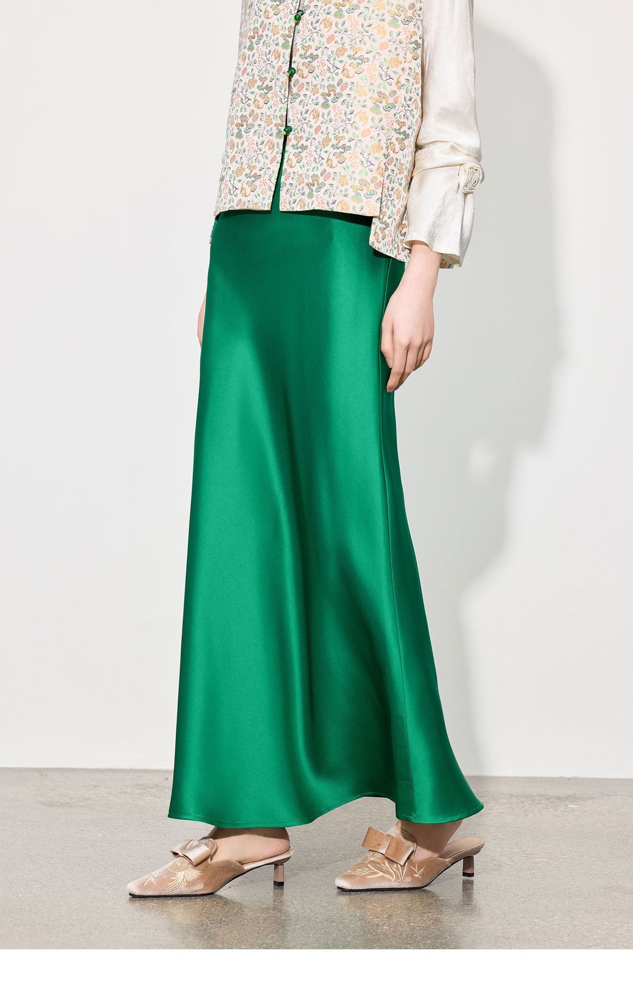High-Waist Glossy Asymmetrical Mermaid Half Skirt