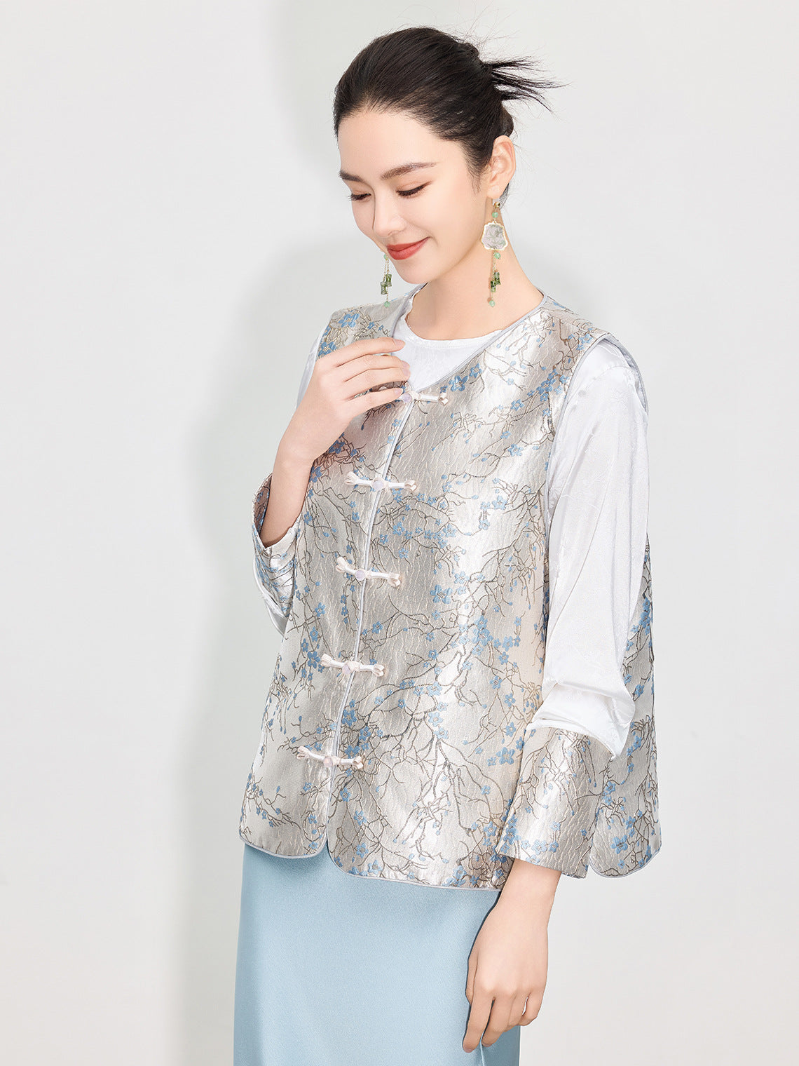 High-End Chinese Fashion Jacquard Vest Top