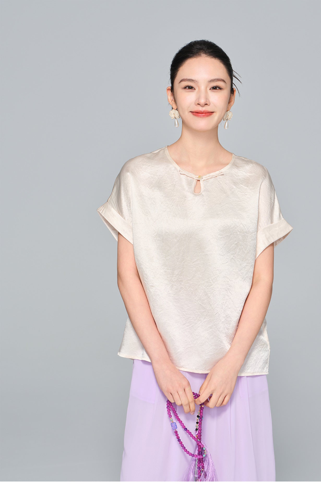 Casual Silky Short Sleeve Blouse