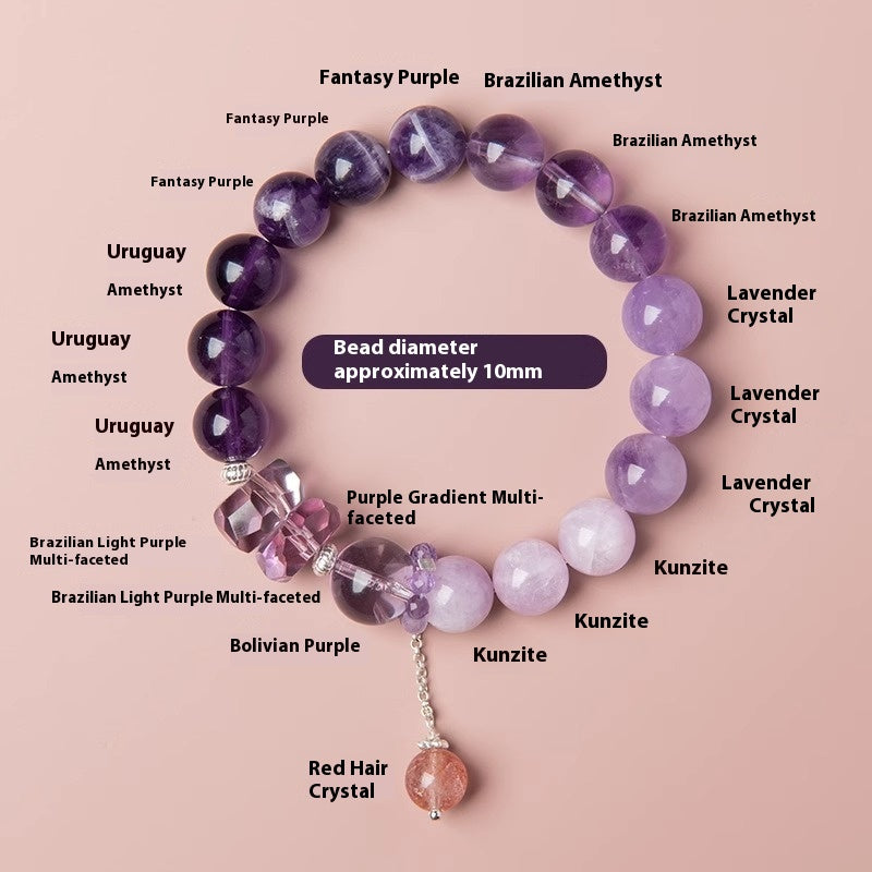 Natural Amethyst Nine-Purple Fire Bracelet — Lucky Exam Charm for Women