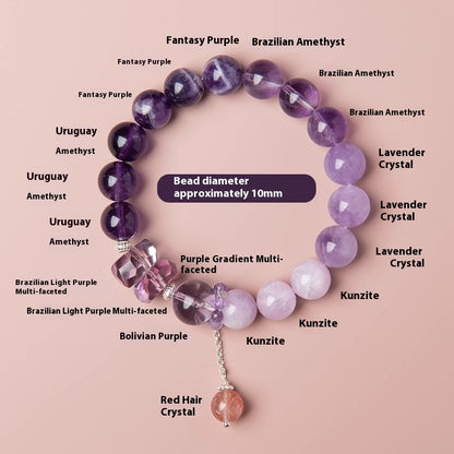 Natural Amethyst Nine-Purple Fire Bracelet — Lucky Exam Charm for Women