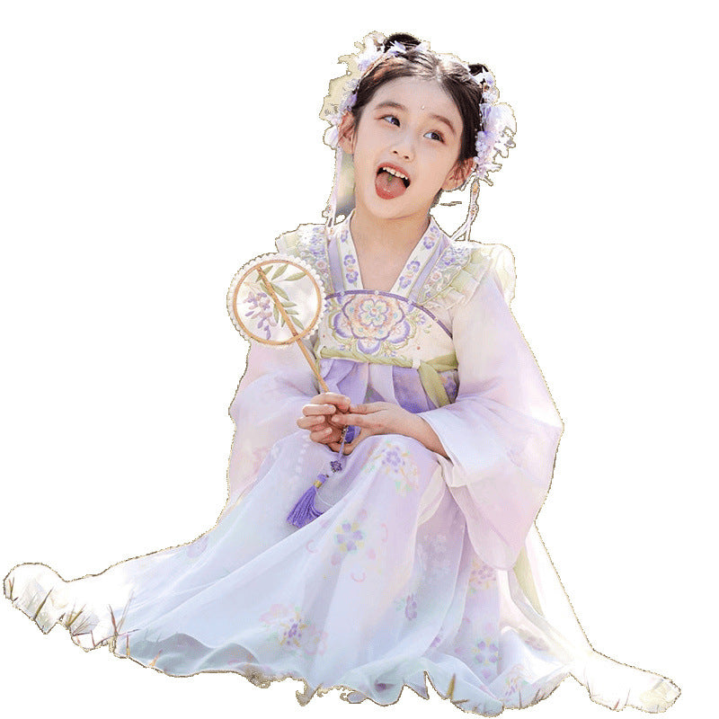 Girls Spring Hanfu — Purple Fairy Ruqun Dress for Children Cosplay