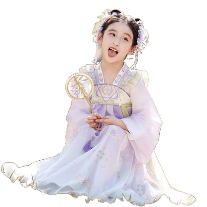 Girls Spring Hanfu — Purple Fairy Ruqun Dress for Children Cosplay