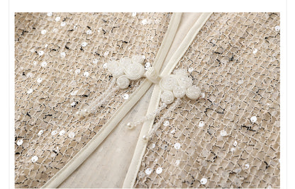 Autumn New Chinese Sequin Embroidered High-End Coat Dress Set