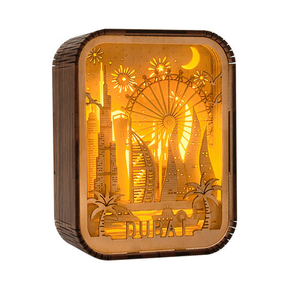 3D London City Wood Carving Lamp Night Light Mid-Autumn Gift