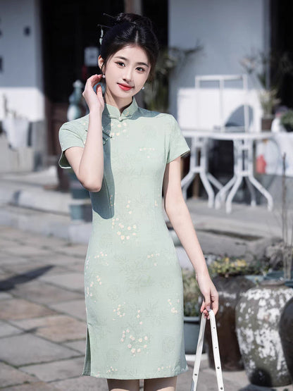 Yellow Cheongsam 2025 – Summer Slim Fit Elegant Daily Dress