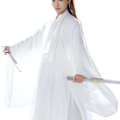 Elegant Gentleman Hanfu Mens Fairy Style Ancient Costume Large Sleeve Shirt