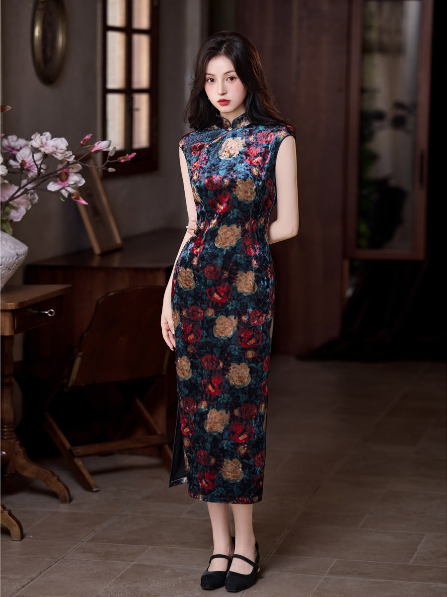 New Chinese Style Cheongsam – Retro Sleeveless Slimming Dress