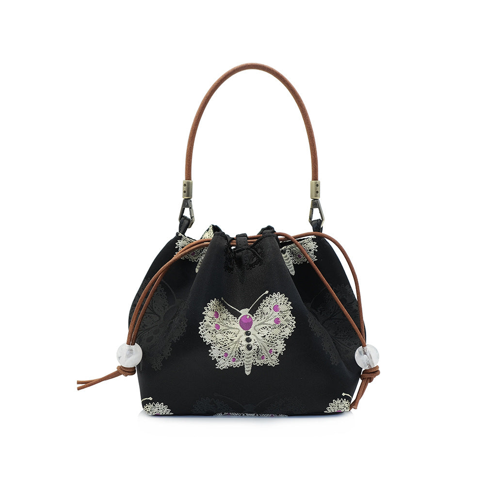 Creative Song Brocade Bucket Bag — New Chinese Style Hanfu Handbag for Women