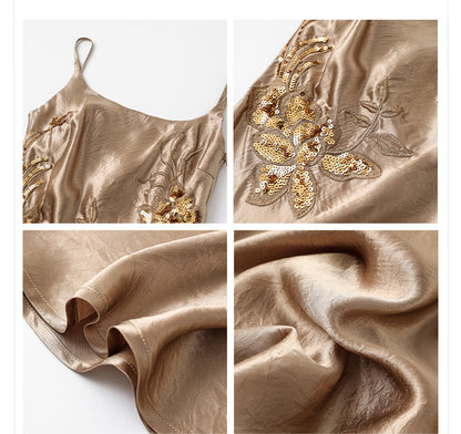 Elegant National Style Sequin Strap Dress | High-End Acetate Bodycon