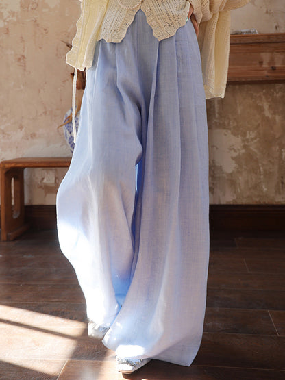 High-Waist Slimming Ramie Wide-Leg Pants for Women