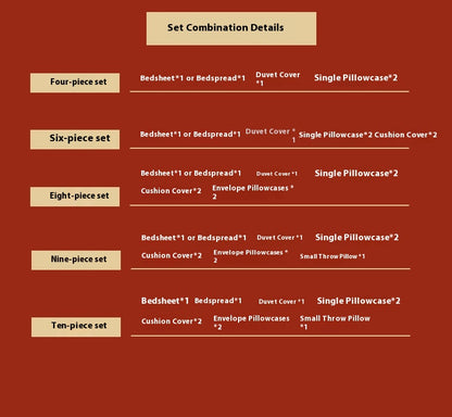 Luxury Red Cotton Wedding Bedding 4-Piece Embroidered Set