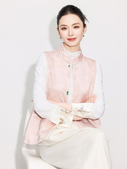 High-End Elegant Jacquard Vest Top for Women