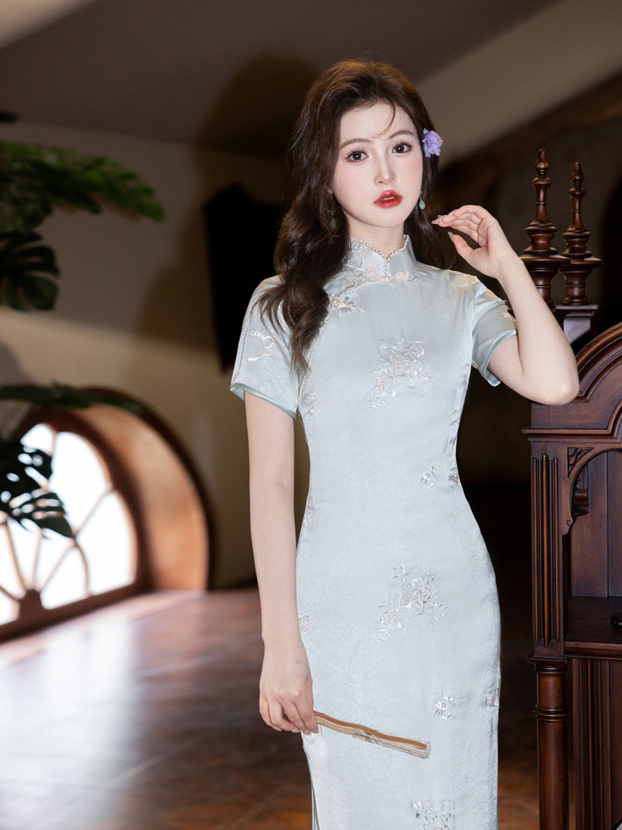 Artistic Camellia Cheongsam – Retro Youth Fresh Dress