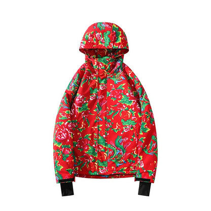 Northeast Floral Ski Suit Waterproof Jacket & Pants for Skiing